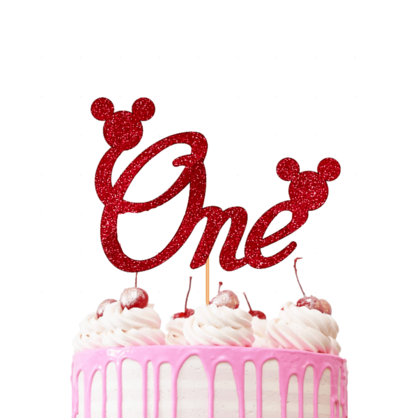 Mickey Mouse First Birthday Cake Topper red