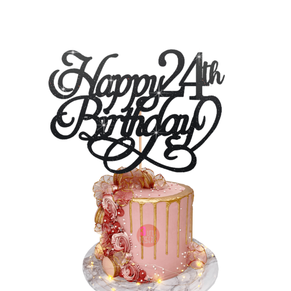 Happy Birthday Custom Age Cake Topper black