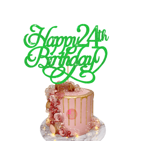 Happy Birthday Custom Age Cake Topper green