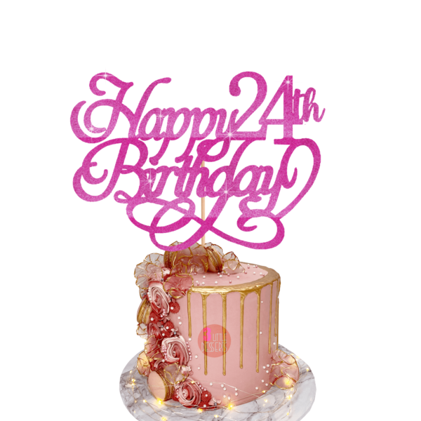 Happy Birthday Custom Age Cake Topper pink