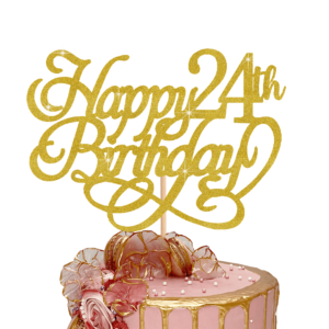 Happy Birthday Custom Age Cake Topper gold pp