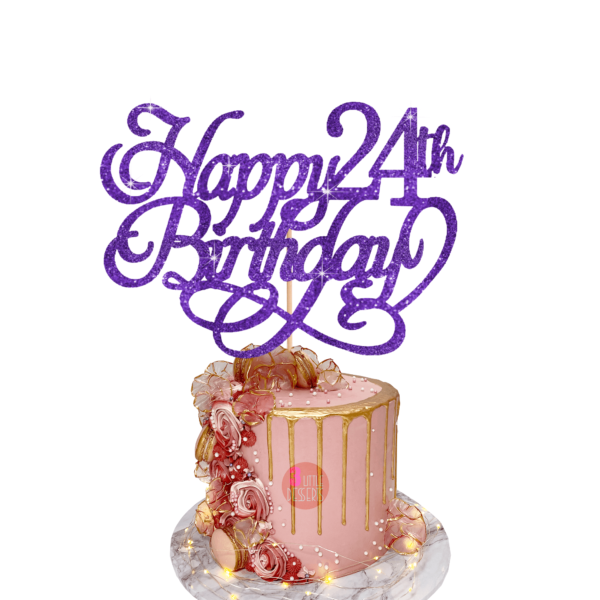 Happy Birthday Custom Age Cake Topper purple