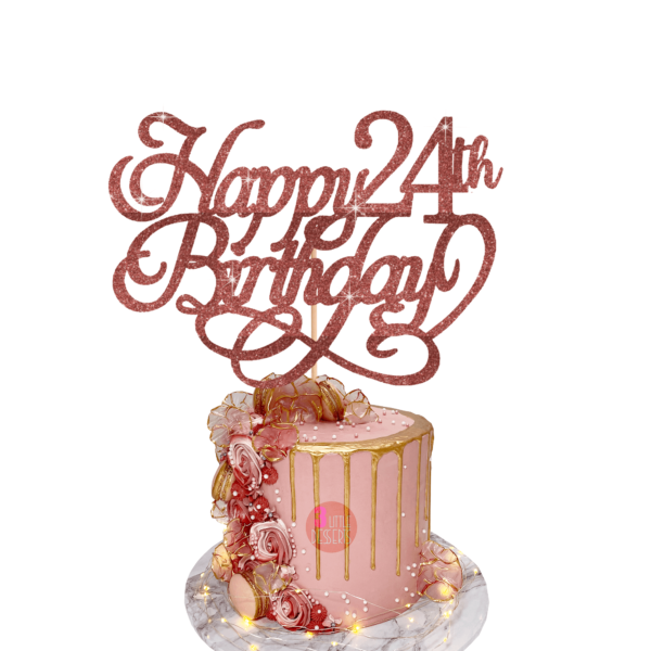 Happy Birthday Custom Age Cake Topper rose gold