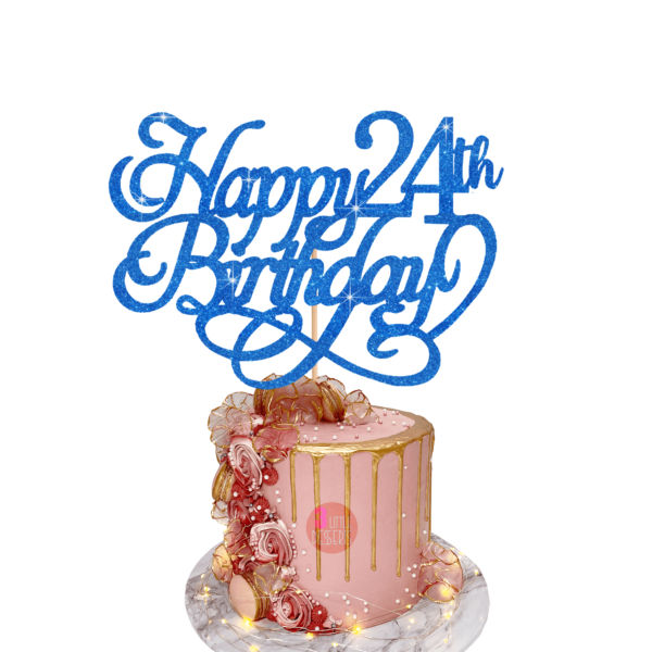 Happy Birthday Custom Age Cake Topper blue