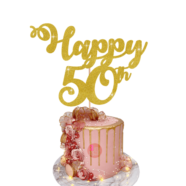 Happy Age Customisable Cake Topper gold