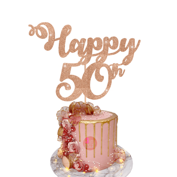 Happy Age Customisable Cake Topper light rose gold