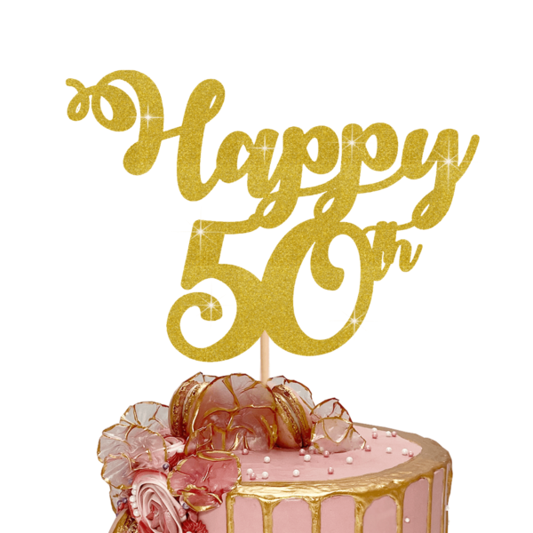 Happy Age Customisable Cake Topper gold pp