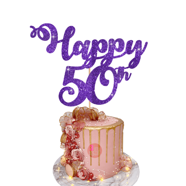 Happy Age Customisable Cake Topper purple