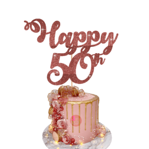 Happy Age Customisable Cake Topper rose gold