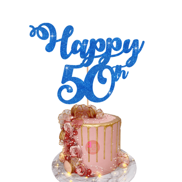 Happy Age Customisable Cake Topper blue