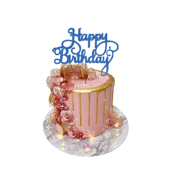 Happy Birthday Design 2 Cake Topper blue