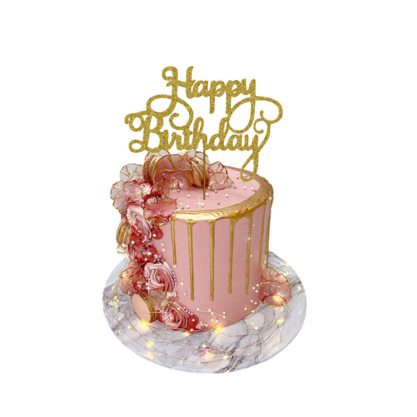 Happy Birthday Design 2 Cake Topper gold