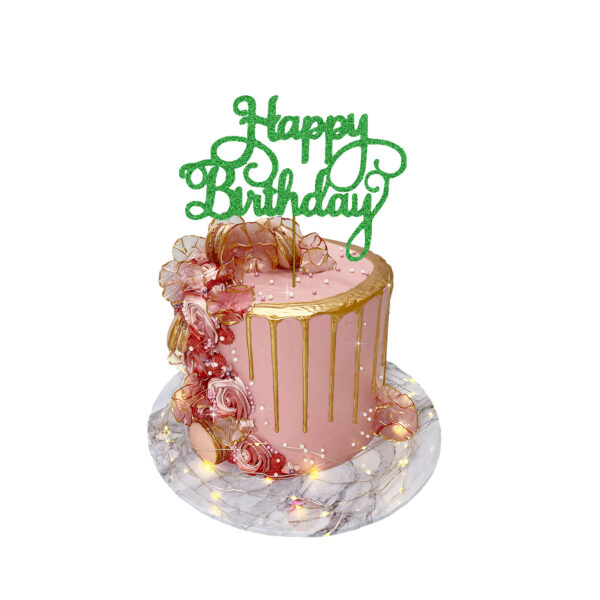 Happy Birthday Design 2 Cake Topper green
