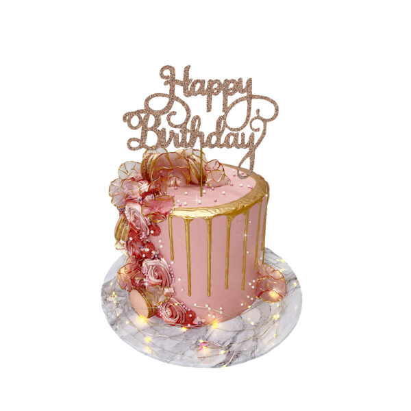 Happy Birthday Design 2 Cake Topper light rose gold