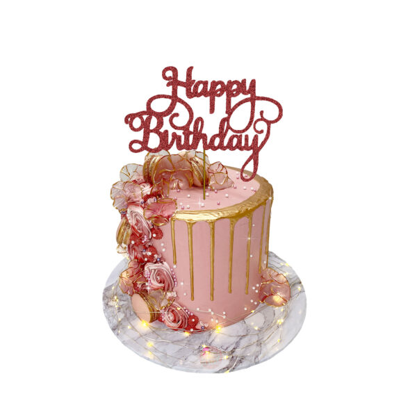 Happy Birthday Design 2 Cake Topper red