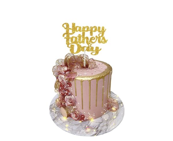 Happy Fathers Day Bold Cake Topper gold