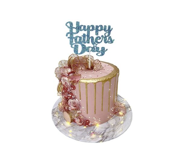 Happy Fathers Day Bold Cake Topper cyan blue