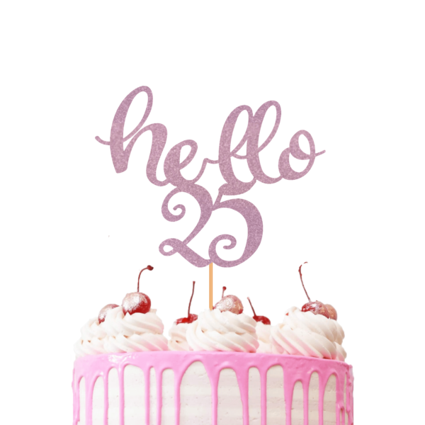 Customisable Hello Age Cake Topper baby pink