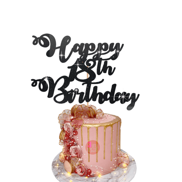 Happy Birthday Customisable Cake Topper black