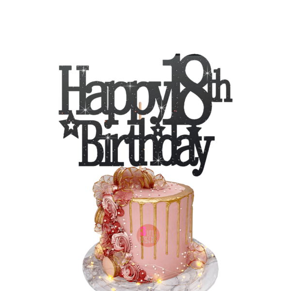 Happy Birthday Custom Age Cake Topper 3 black