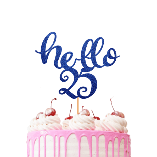 Customisable Hello Age Cake Topper blue