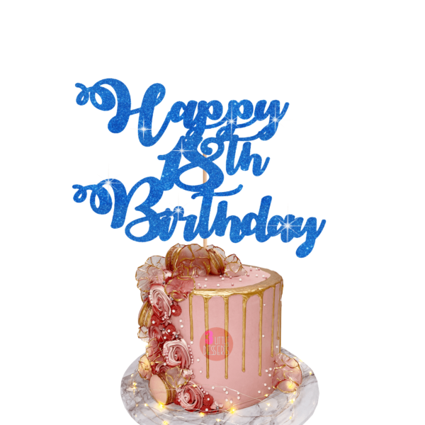 Happy Birthday Customisable Cake Topper blue