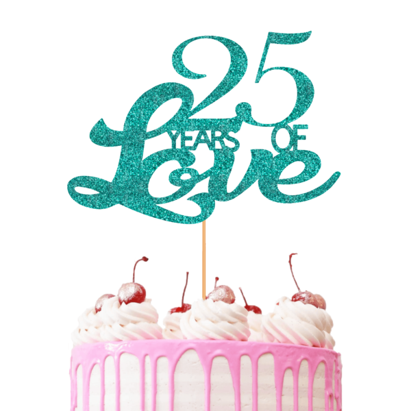 Years of Love Customisable Cake Topper cyan blue