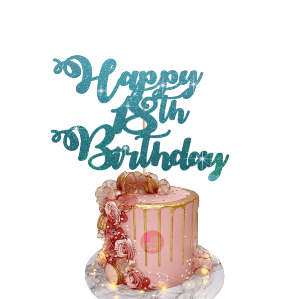 Happy Birthday Customisable Cake Topper cyan blue