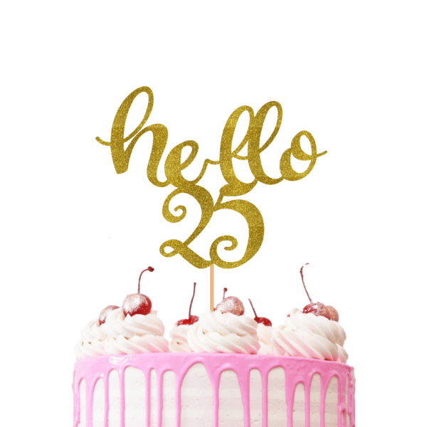 Customisable Hello Age Cake Topper gold