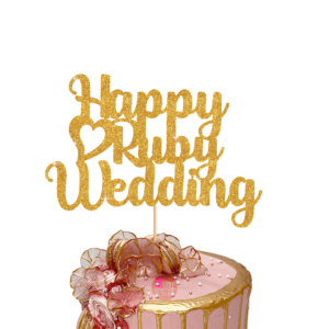 Happy Ruby Wedding Cake Topper gold