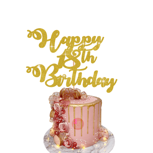 Happy Birthday Customisable Cake Topper gold