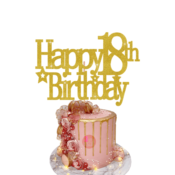 Happy Birthday Custom Age Cake Topper 3 gold