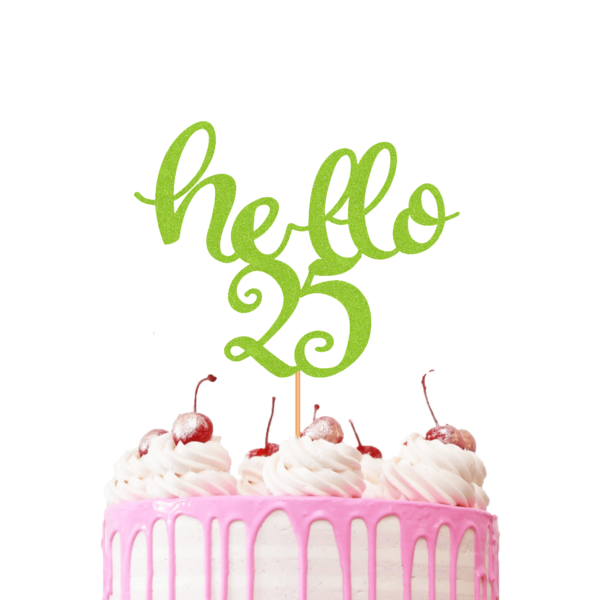 Customisable Hello Age Cake Topper green