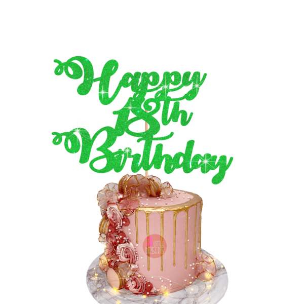 Happy Birthday Customisable Cake Topper green