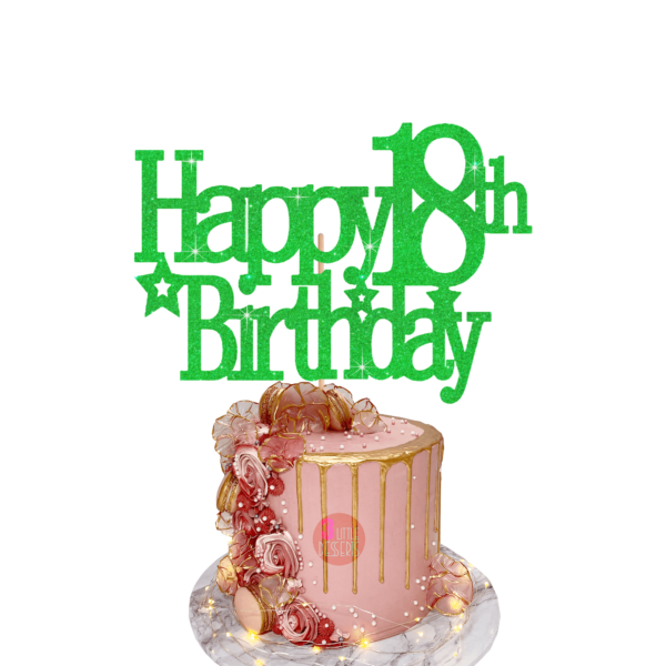 Happy Birthday Custom Age Cake Topper 3 green