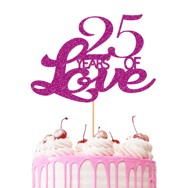 Years of Love Customisable Cake Topper pink