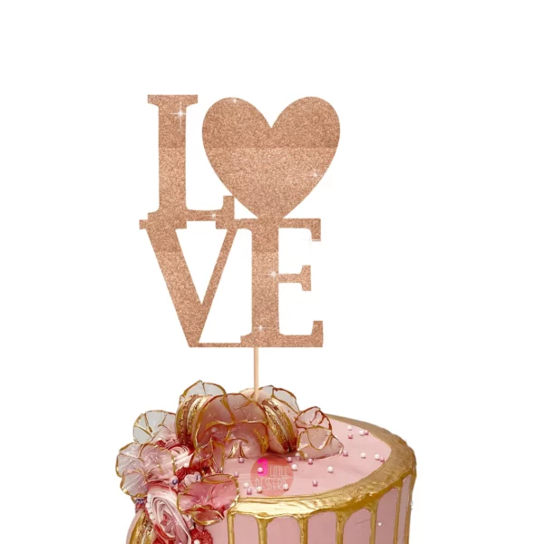 Love Cake Topper light rose gold