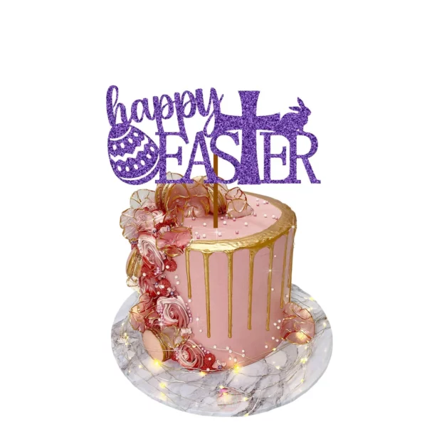 Happy Easter 4 Cake Topper purple