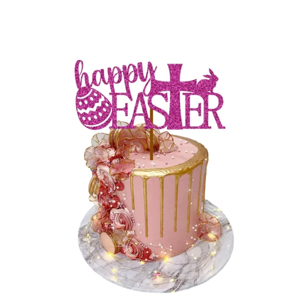 Happy Easter 4 Cake Topper pink