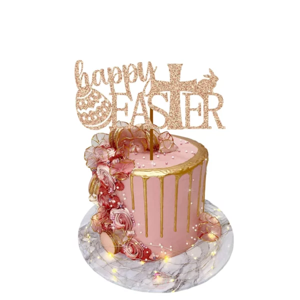 Happy Easter 4 Cake Topper light rose gold