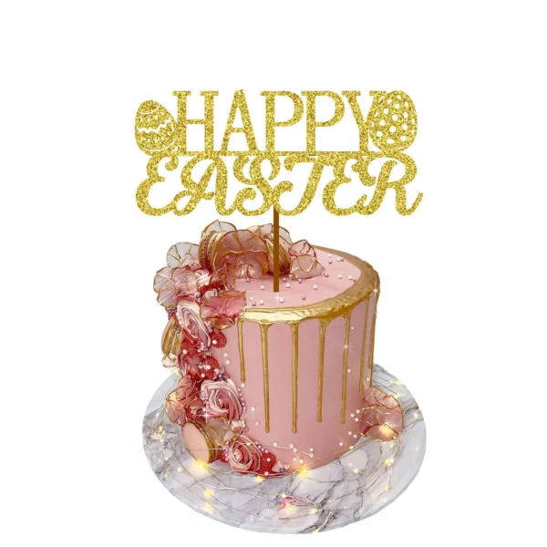 Happy Easter 2 Cake Topper gold