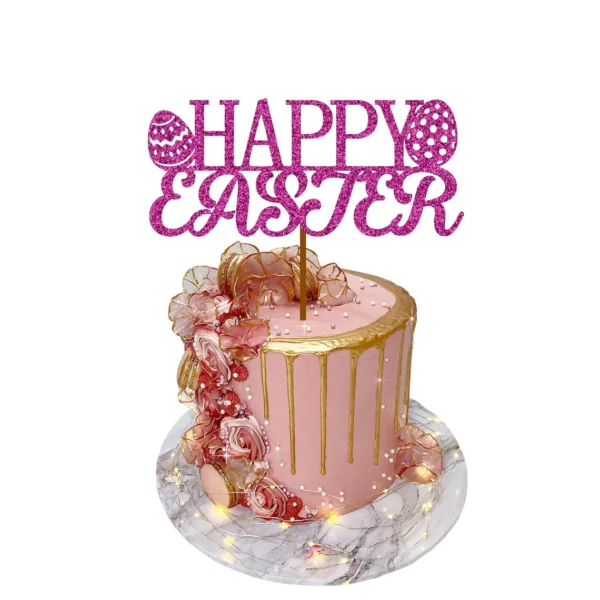 Happy Easter 2 Cake Topper pink