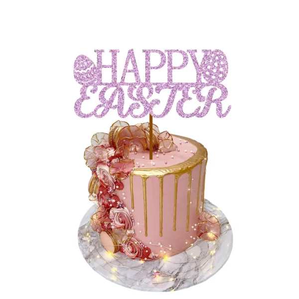 Happy Easter 2 Cake Topper baby pink