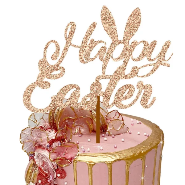 Happy Easter 3 Cake Topper light rose gold