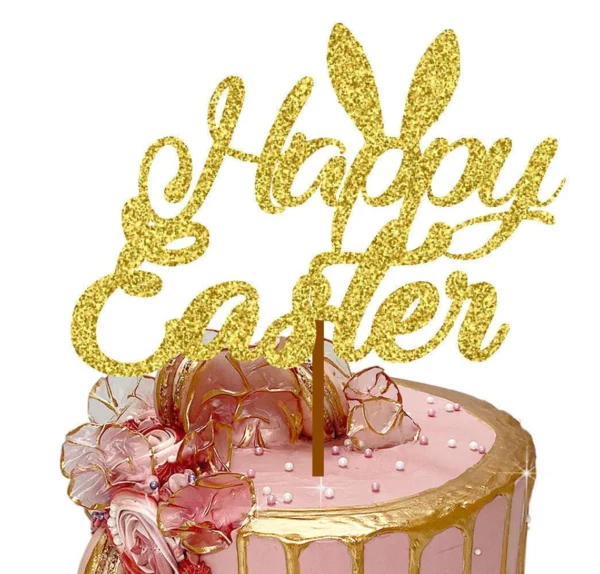 Happy Easter 3 Cake Topper gold