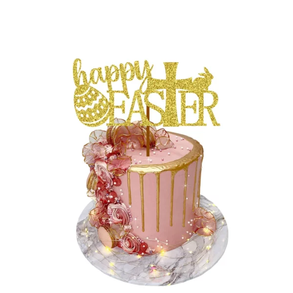 Happy Easter 4 Cake Topper gold