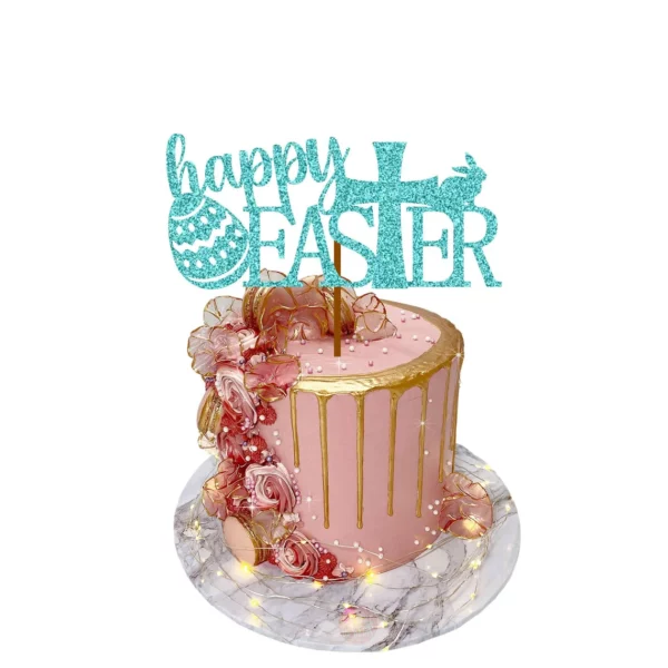 Happy Easter 4 Cake Topper cyan blue