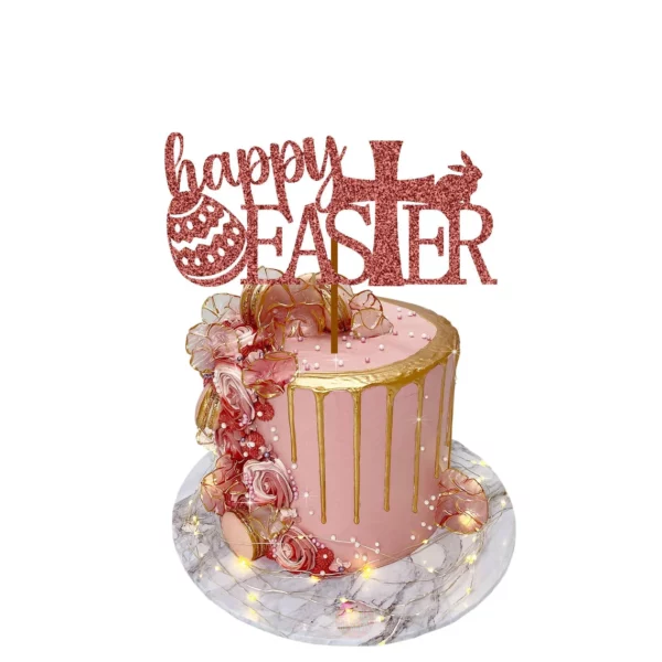 Happy Easter 4 Cake Topper rose gold