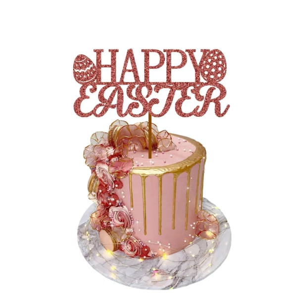 Happy Easter 2 Cake Topper rose gold
