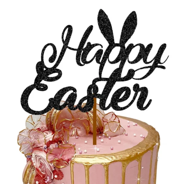 Happy Easter 3 Cake Topper black